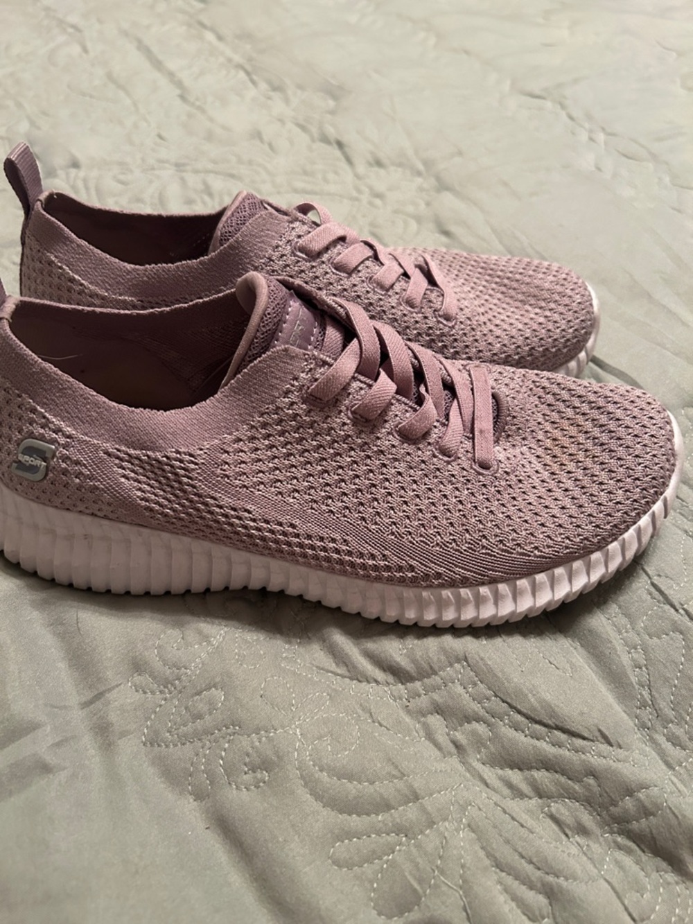 Light Purple Knit Lace-Up Women's Sneakers